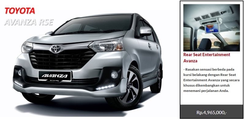 Toyota Avanza RSE - Rear Seat Entertaintment