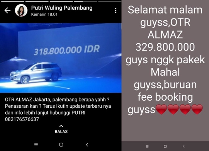 Harga Wuling Almaz Palembang