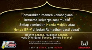 Bonus Beli Honda Mobilio dan BR-V 2019 di Bulan Ramadhan, Banjir Hadiah!