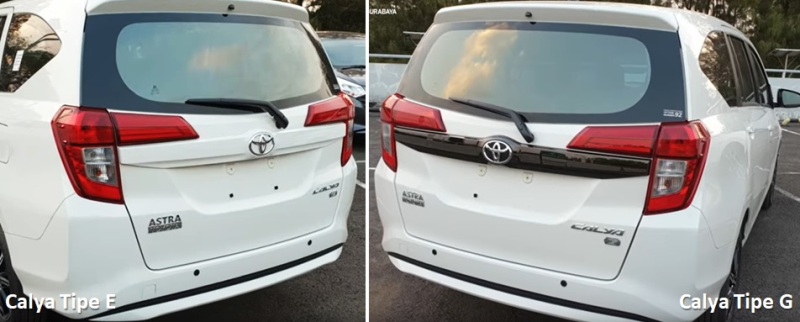 Beda Eksterior Belakang Calya 2019 Tipe E dan G