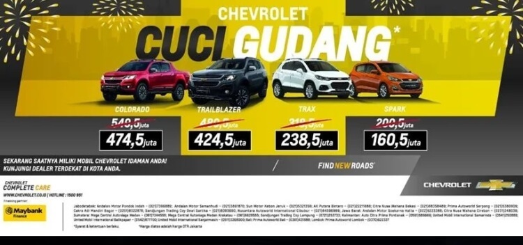 Chevrolet Indonesia Cuci Gudang - Harga diskon hingga 80 jutaan
