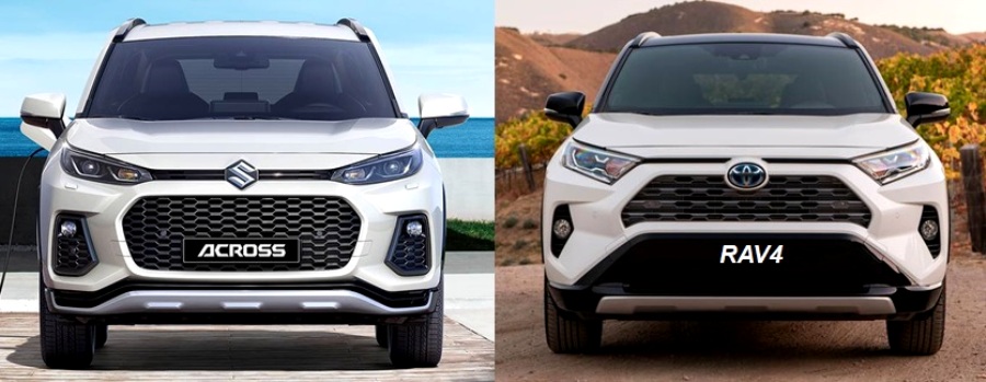 Tampang depan Suzuki ACross vs Toyota RAV4