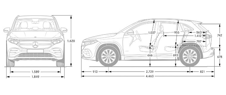Mercedes-Benz EQA 250 - Dimensi