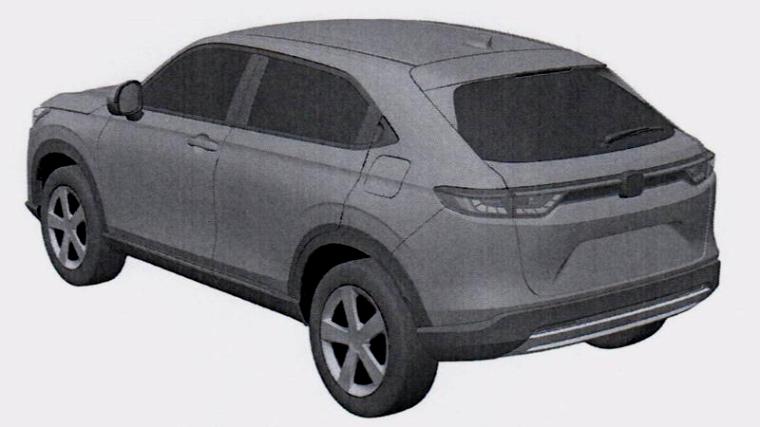 Gambar paten Honda HRV 2021 - Tampak Samping Belakang
