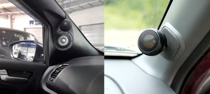 Contoh Posisi Tweeter pada Pillar-A mobil
