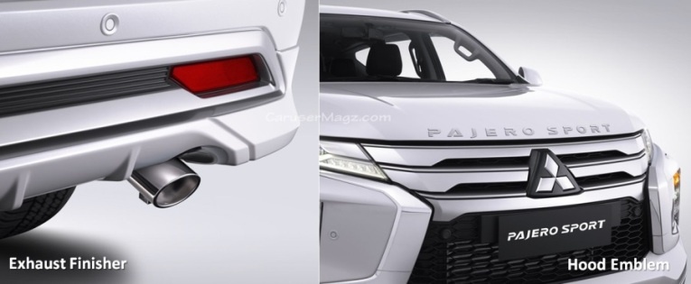 Kenalpot Krom dan Emblem Kap Mesin Mitsubishi