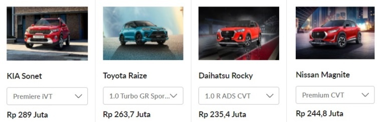 Harga Varian Tertinggi Sub-Compact SUV - Raize vs Rocky vs Sonet vs Magnite