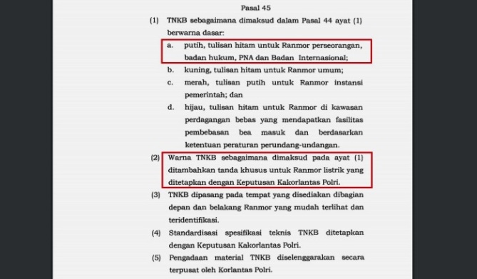 Peraturan Kepolisian No.7 Tahun 2021 Terkait Warna Pelat Nomor Kendaraan