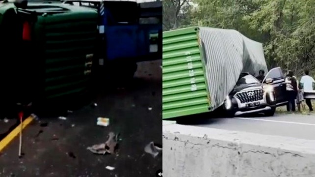 Kecelakaan Mobil Bos Indomaret, Tertimpa Truk Kontainer