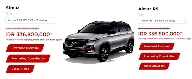Harga Wuling Almaz Januari 2022 dikoreksi kembali murah