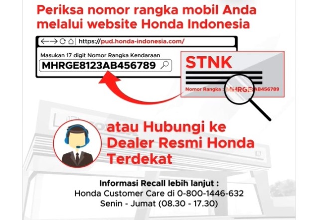 Cara cek Mobil Honda Apakah kena Recall