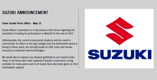 Pengumuman Suzuki Mundur dari MotoGP di akhir 2022