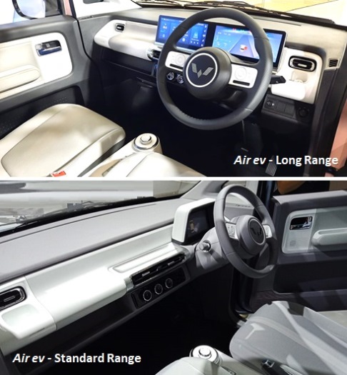 Beda Interior Wuling Air ev - Standard vs Long Range