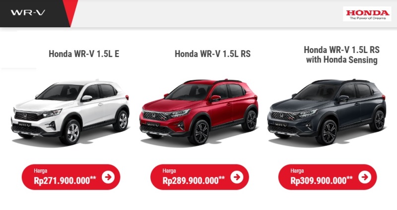 Daftar Harga Honda WR-V 2022 - Indonesia