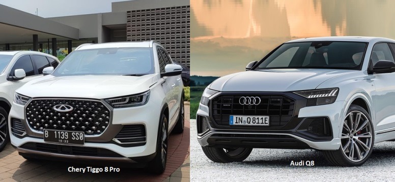 Kemiripan pola wajah Chery Tiggo 8 Pro vs Audi Q8