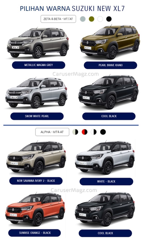 Pilihan Warna Suzuki XL7 2023 Berdasarkan Tipe